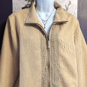 Textured Tan Teddy Jacket for Women